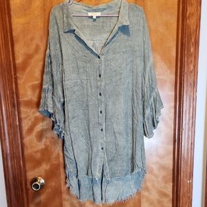 Umgee Blue Button-Down Tunic